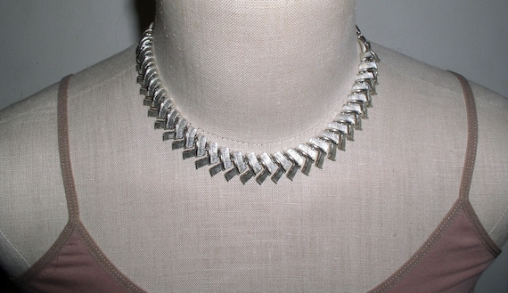 Mid Century Coro Silver Tone Choker Necklace Silv… - image 1