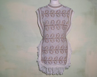 Vintage 70s Boho Long Sweater Vest Tabard Western Southwest VFG