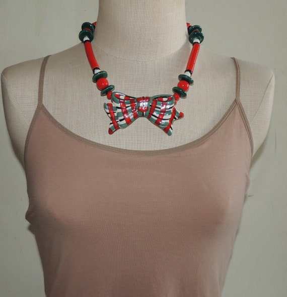 90S Ruby Z Candace Loheed Chunky Bow Ceramic Neck… - image 2