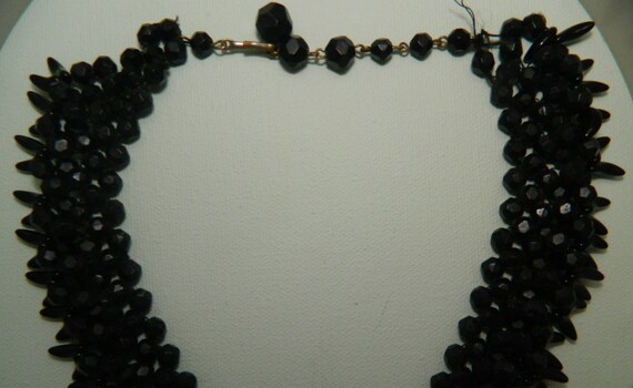 Goth Vintage Black Bib Necklace Glass Pepper or C… - image 5