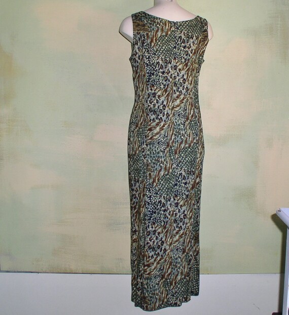 M 80s Elegant Abstract Leopard Print Dress R & K … - image 3