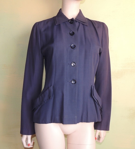 40s Dark Blue Jacket Season Maker Suit by Majesti… - image 1