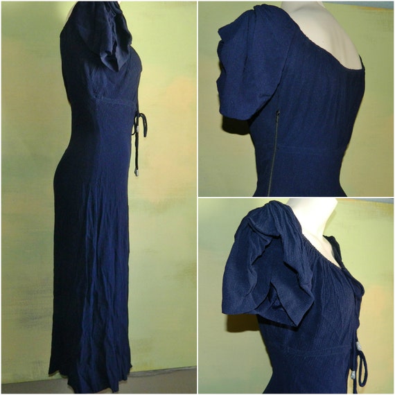 S 1930s / 40s Germaine Monteil Dark Blue Textured… - image 2