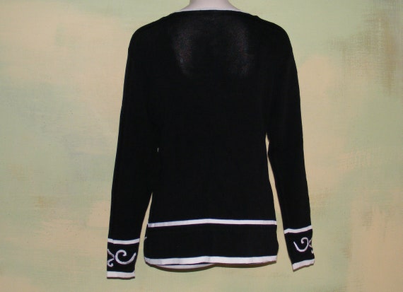 M Vintage 80s Black and White Silk Sweater VFG - image 8