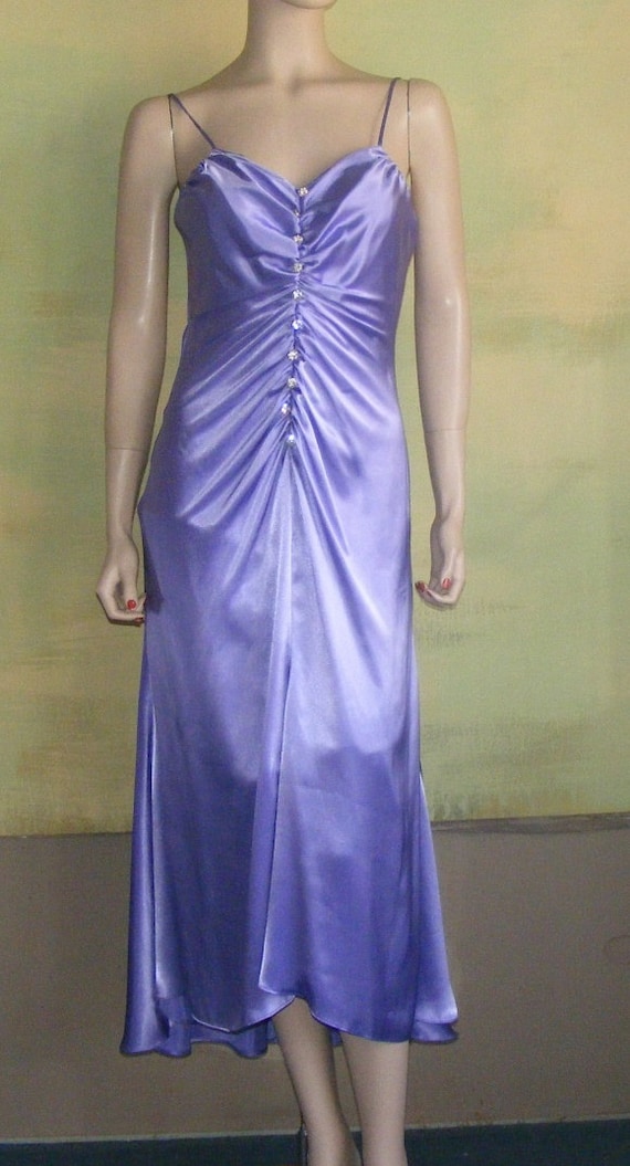 11 12 Vintage Lavender Satin Curvy Formal Dress S… - image 1