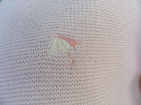 S M Pink Sweater Umbrella Embroidered Vintage 70s… - image 3