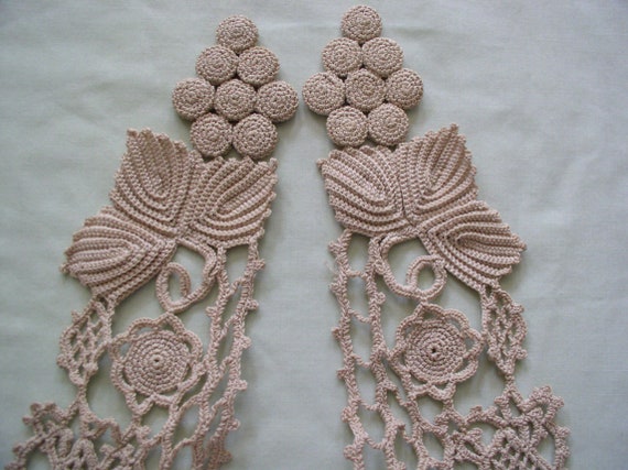 Lace Collar Ecru Beige Grape Leaf Irish Crochet L… - image 3