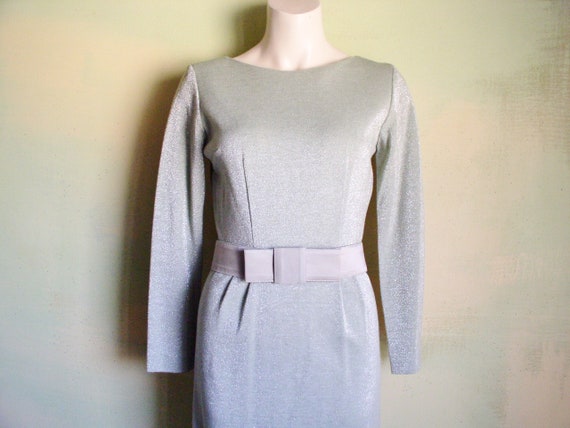 Vintage 70s Green with Silver Lurex Dress Curvy H… - image 9