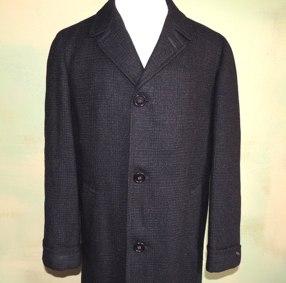 40 / 41 Vintage 50s Alpagora Wool Tweed Overcoat … - image 1