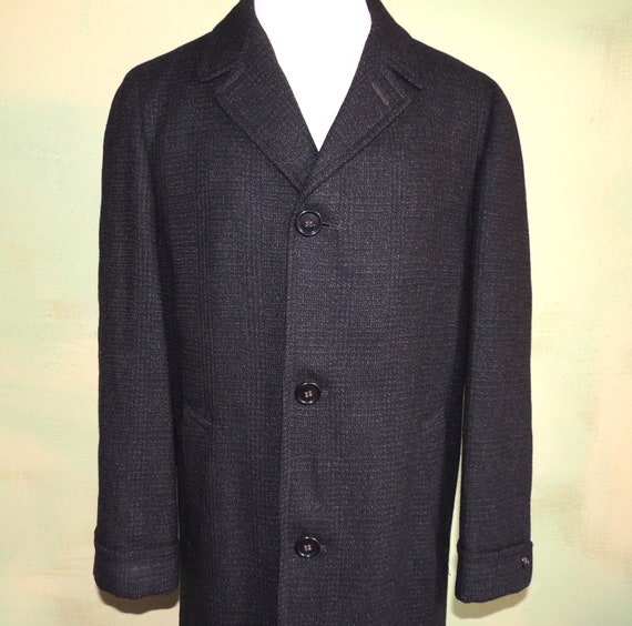40 / 41 Vintage 50s Alpagora Wool Tweed Overcoat Topcoat