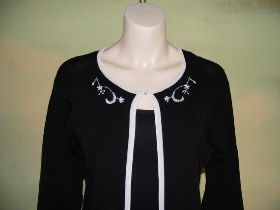 M Vintage 80s Black and White Silk Sweater VFG - image 3