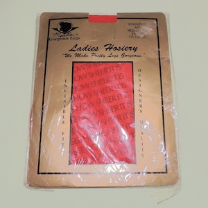 Red Nylon Stockings Vintage 80s Morella&#39;s Gorgeous Legs Hosiery Sandalfoot Medium Tall 5&#39;4 -5&#39;8 / 135-160 lbs VFG