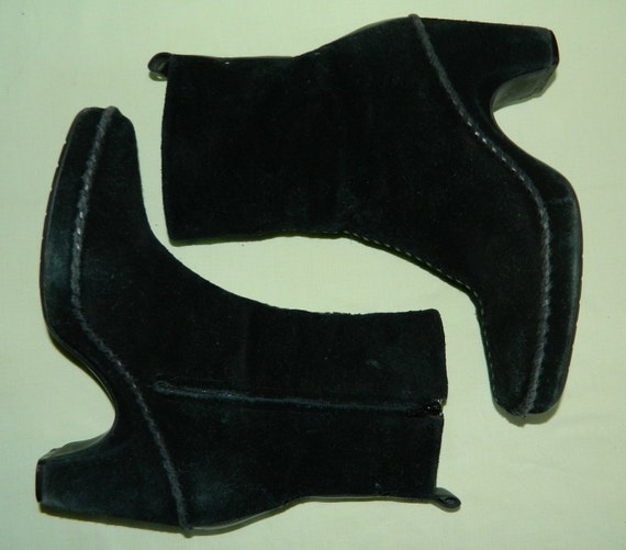 8 M Linea Paolo Black Suede Leather Short Boots Side Zip Etsy