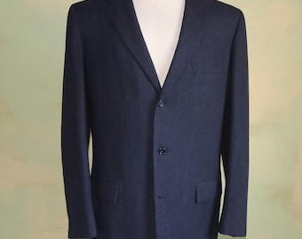 42 Dark Charcoal Eton Flannel Men's Suit Coat Hart Schaffner Marx Three Button VFG
