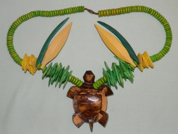 Vintage Diane Moss Artisan Turtle Necklace Carved… - image 7