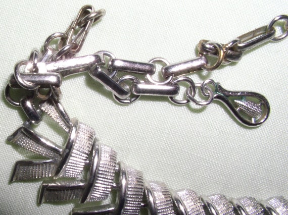 Mid Century Coro Silver Tone Choker Necklace Silv… - image 8