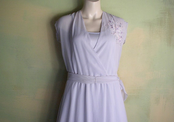 M Vintage 70s 80s Silver Mauve Mist Flirty Chiffo… - image 7