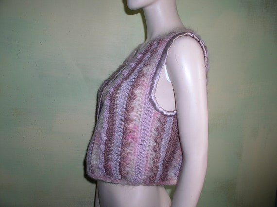 S Hand Spun Hand Woven Feathery Angora Women's Ve… - image 5