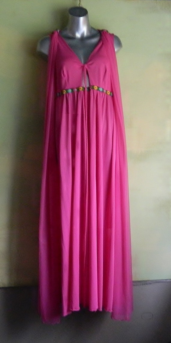 M L 60s Intime Goddess Gown Peignoir Hollywood Ho… - image 3