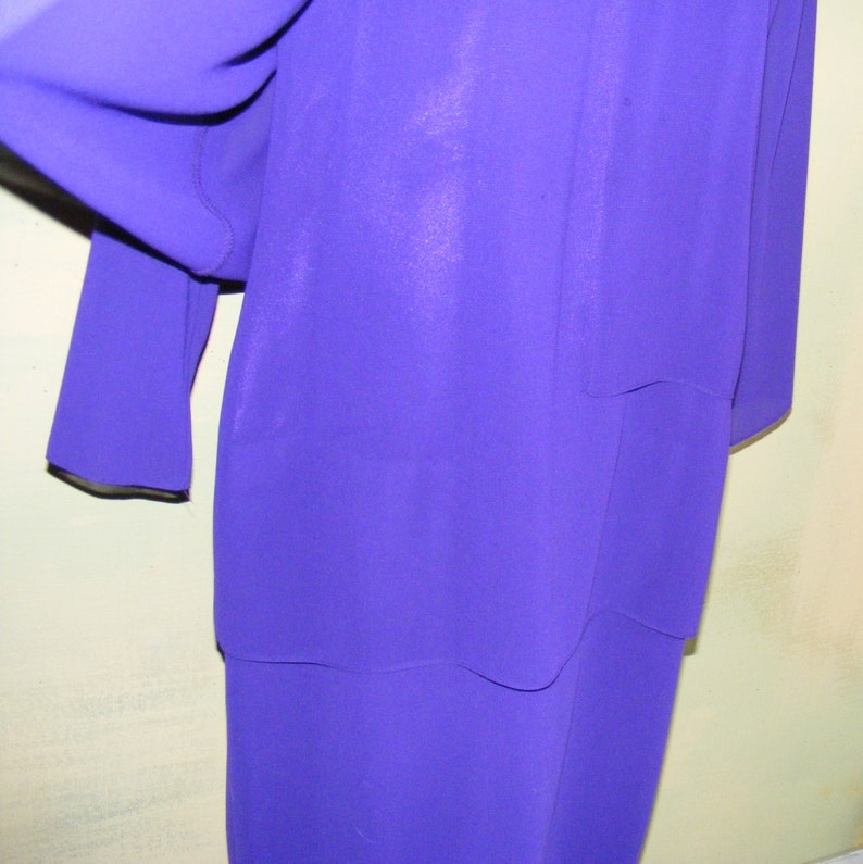 M Purple Dress Triple Tier Dress Grape Purple Crepe over Satin Lining