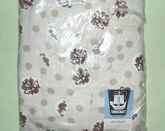 Vintage 50s Towncraft Flannel Pajamas L: Rococo Key Print, Deadstock