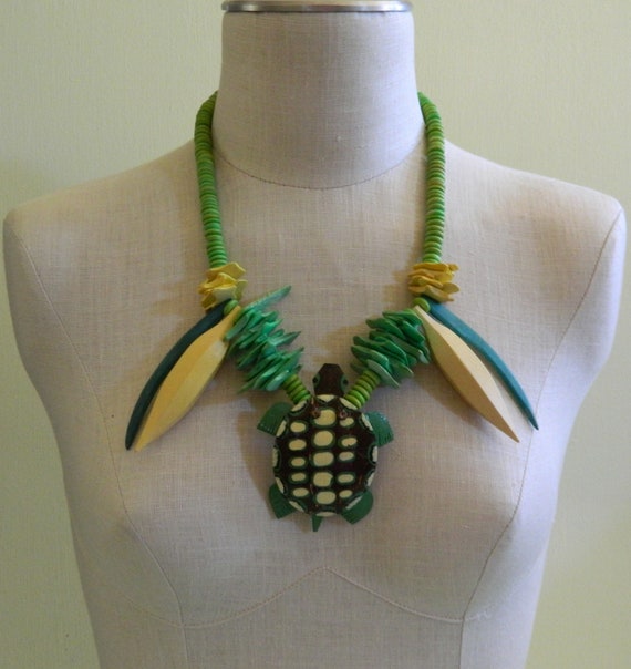 Vintage Diane Moss Artisan Turtle Necklace Carved… - image 9