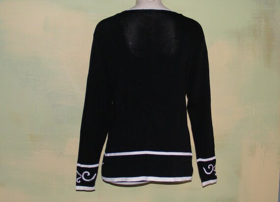 M Vintage 80s Black and White Silk Sweater VFG - image 5