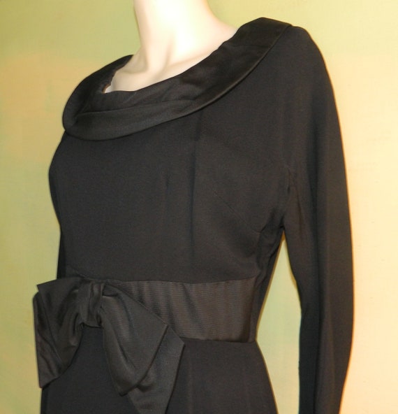 M Vintage 50s 60s Montego Original Black Crepe Wi… - image 5