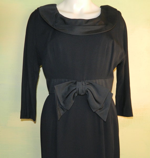 M Vintage 50s 60s Montego Original Black Crepe Wi… - image 9