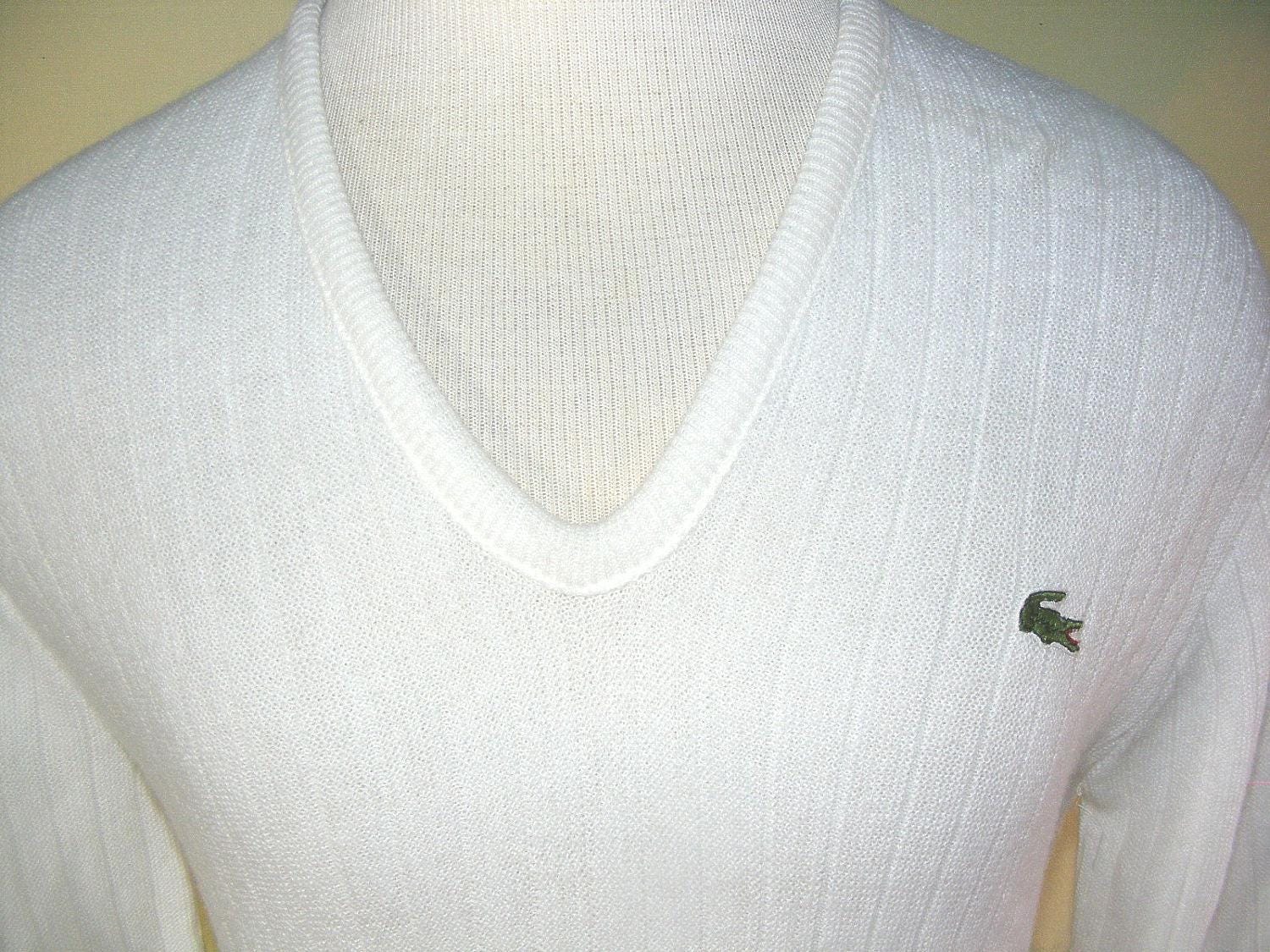 lacoste white v neck sweater
