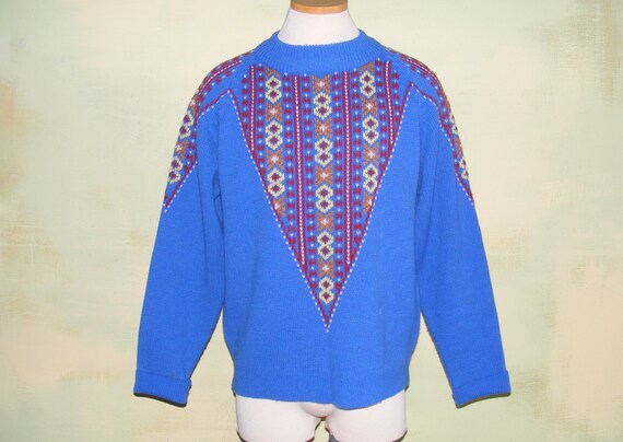 L Vintage 80s Arrow Ski Sweater Tribal Geometric … - image 7