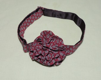 Vintage Rosette Rolled Rose Tie  All Silk Burgundy Novelty Tear Drop Pattern Bow Tie VFG