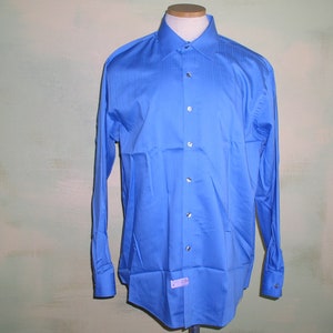 L Bright Blue Men&#39;s Dress Shirt 100% Cotton 16.5 34-35 VFG