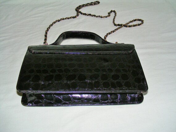 C# See Sharp Handbag Black Alligator Print Leathe… - image 7