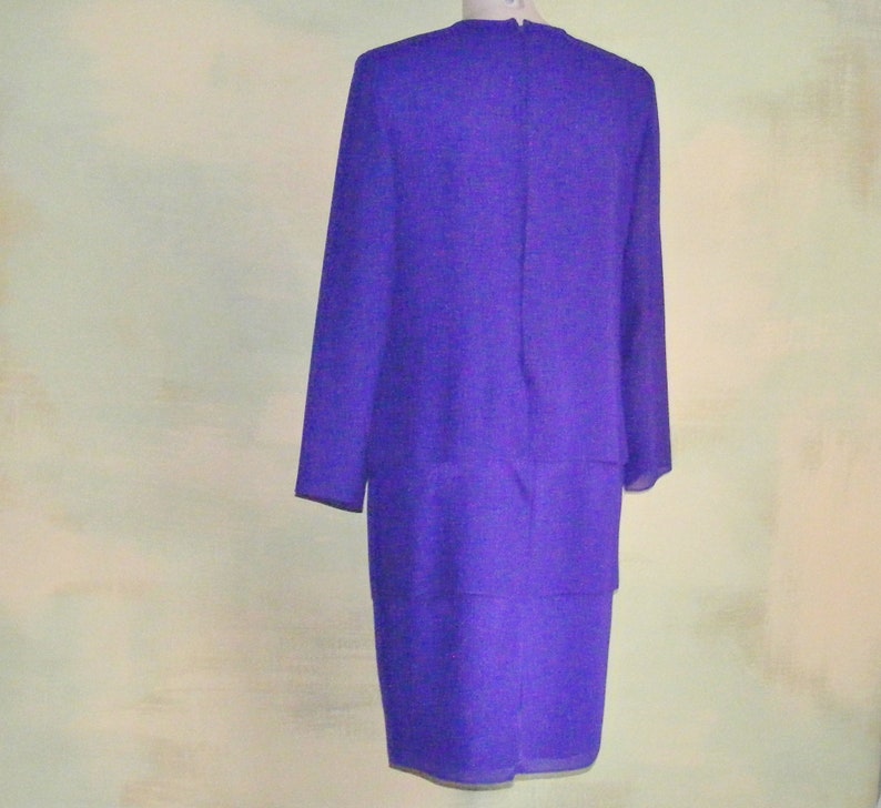 M Purple Dress Triple Tier Dress Grape Purple Crepe over Satin Lining