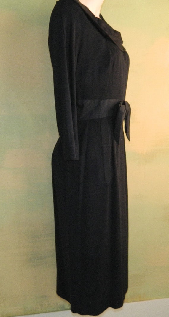 M Vintage 50s 60s Montego Original Black Crepe Wi… - image 3