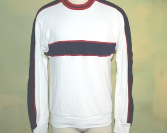 Vintage 70s Racer Stripe Ski Sweater, Patriotic USA Pullover