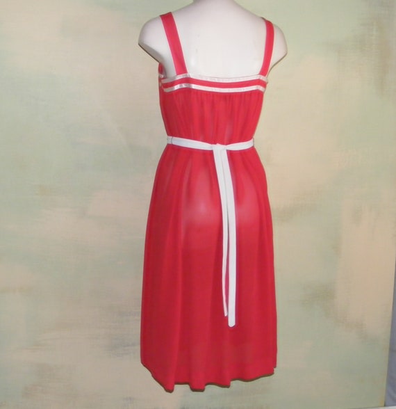 S Vintage 1980s Caron Red Sundress Soft Drape Fab… - image 4