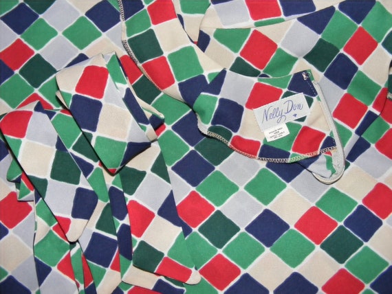 L 70s Mod Bold Geometric Shift Knit Dress Ascot R… - image 9