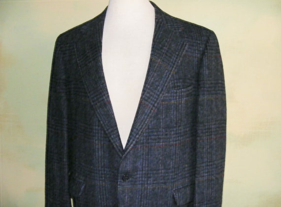 45 / 46 Vintage 70s 80s Fuzzy Tweed Sportscoat Wi… - image 4