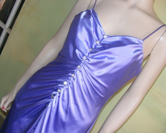11 12 Vintage Lavender Satin Curvy Formal Dress S… - image 2