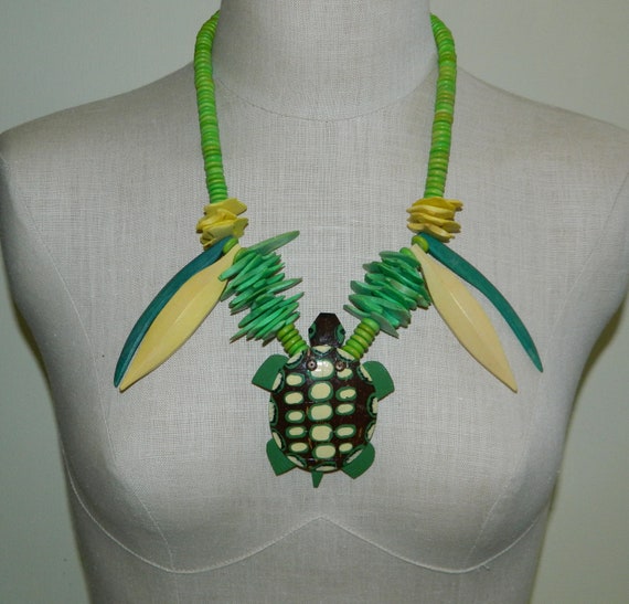 Vintage Diane Moss Artisan Turtle Necklace Carved… - image 8