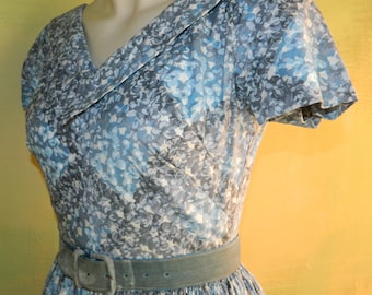 Vintage 50s Floral Print Dress, R and K Originals, Fit and Flare, Size M