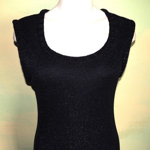 M Kiki Hart New York Vintage 70s Black Metallic Knit Gown Formal Party Dress Prom Maxi Dress Lurex VFG
