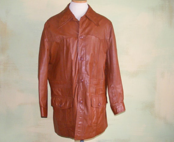 46 80s Belted Back Western Jacket Men's Field and… - image 2