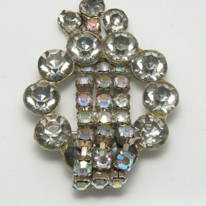 1950s Waterfall Brooch Aurora Borealis Large Rhinestone Pin VFG image 4