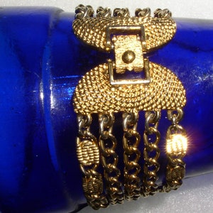 Monet Bracelet Gold Tone Five Chain Box Clasp VFG