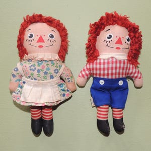Vintage Raggedy Ann and Andy Dolls Knickerbocker 7&quot; Small Mini Tiny