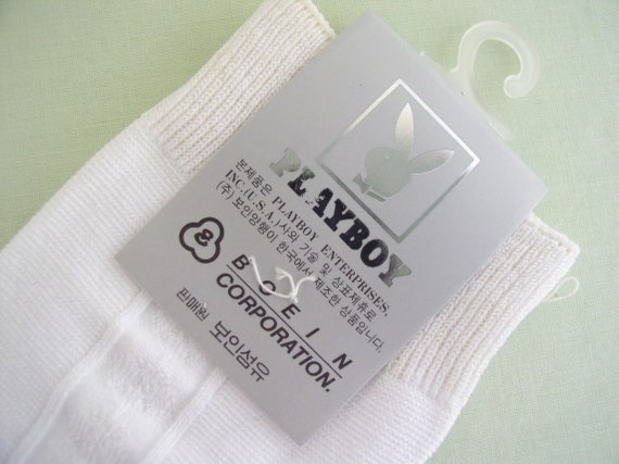 Vintage Playboy Socks Bunny Korea White Cotton Ra… - image 9