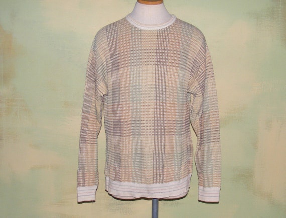 L Mens Vintage Pull Over Sweater Vintage 80s Check